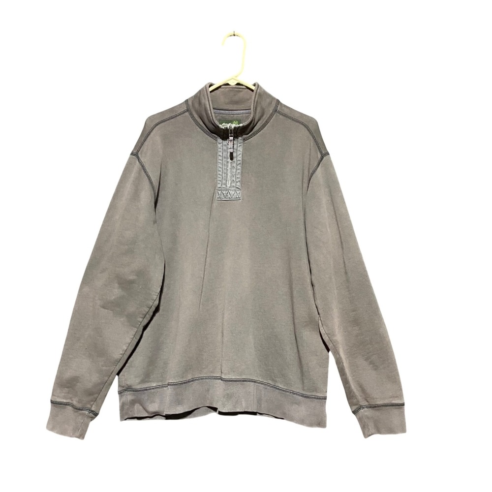 Eddie Bauer Mens Gray Quarter Zip Fleece Sweatshirt Size L Gorpcore Cabin Casual